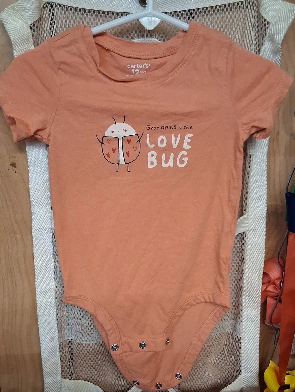 Carter's Peach Orange 'Grandma's Little Love Bug' One-Piece Bodysuit